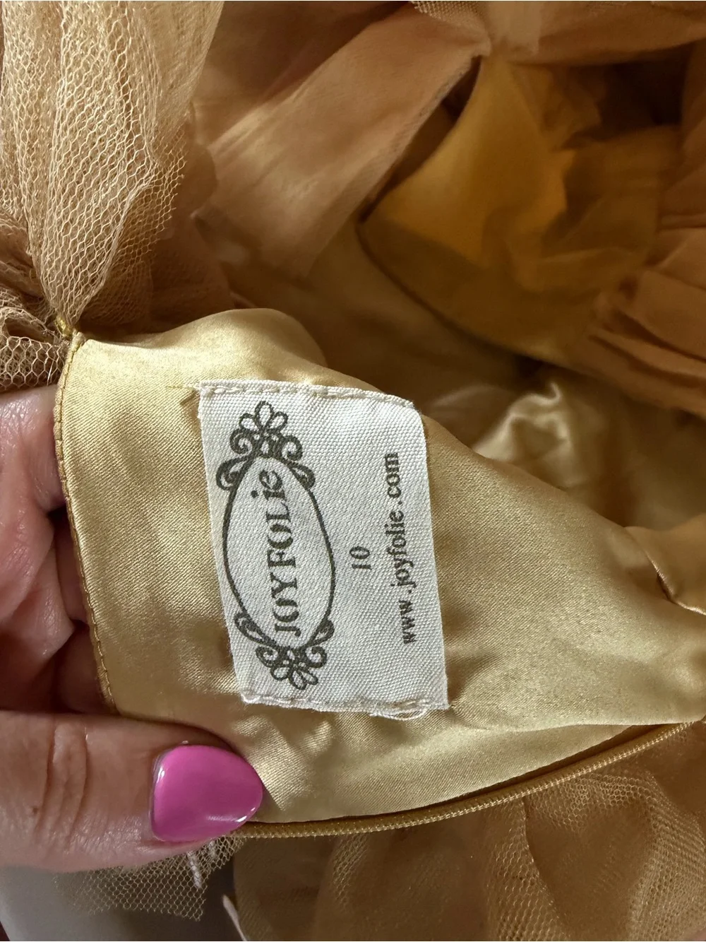 Joyfolie Girls' Briony Formal Ruffled Tulle Gown in Butterscotch